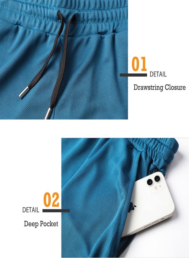 Surenow شورت رياضي رجالي من Surenow، مناسب للجري والتمارين الرياضية، بطول 3 بوصات، خفيف الوزن، يسمح بمرور الهواء، مزود بجيوب، لون أزرق - Image 4